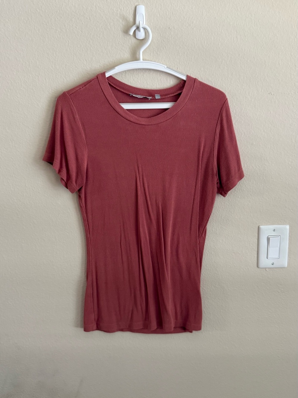 Ribbed Short Sleeve Tee in Dusty Rose